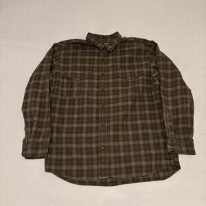 Filson Mens XL Brown Plaid Flannel Button Down Shirt Long Sleeve Workwear Pocket